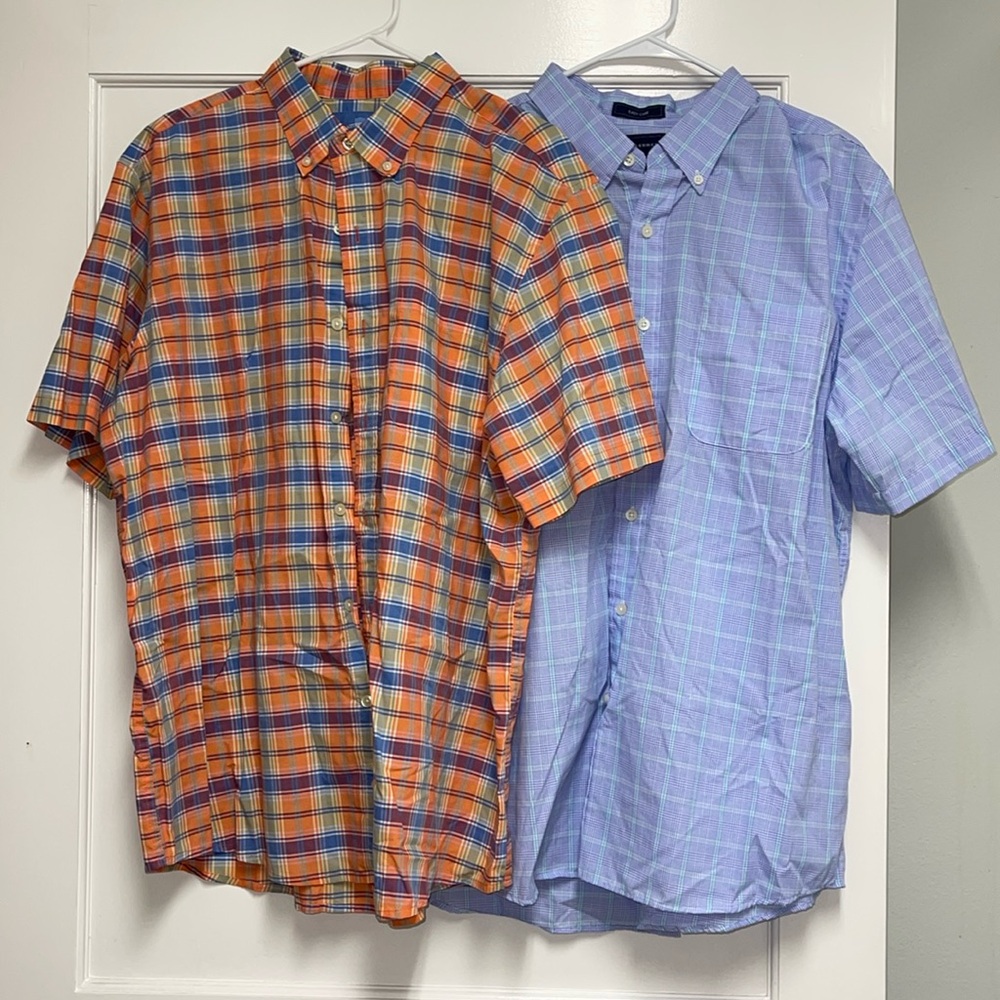 Saddlebred Easy Care plaid button down polo shirt bundle